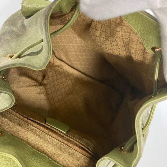 GUCCI Bamboo Backpack vintage bag Backpack suede Green - Picture 6 of 14